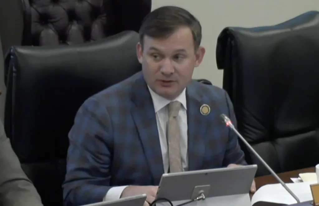 Rep. Russell Ott, R-St. Matthews, introduced amendments during legislative hearings March 19-20, 2024, to a controversial energy bill, seeking to address concerns raised by environmental and consumer groups. Screenshot from Statehouse livestream.